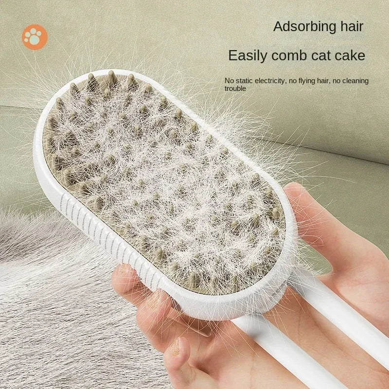 3-in-1 Dog and Cat Electric Brush Cleaning Steam Brush Spray Massage Comb Retractable Handle Pet Grooming Hair Removal Brush