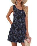 Women Summer Dresses Casual Loose O-Neck Sleeveless Short Dress With Pockets Holiday Vacation Print Beach Sundress Plus Size 9XL