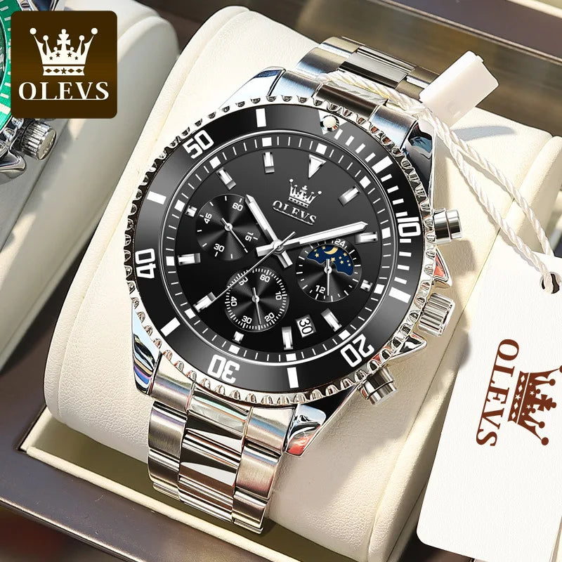 OLEVS Watch Men Top Brand Luxury Gold Quartz Military Watches Waterproof Date Luminous Stainless Steel Chronograph Clock Reloj