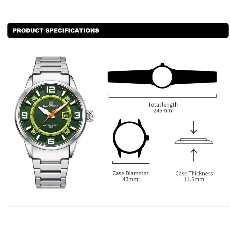 NAVIFORCE Brand Fashion Men's Watch Waterproof Luxury Luminous Male Calendar Quartz Wristwatch Relogio Masculino 2024 New Arrival