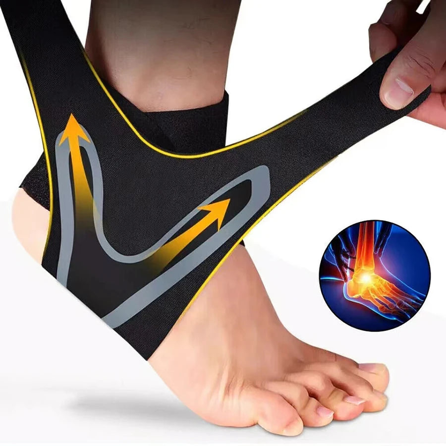 WRELS Sports Ankle Brace Support Adjustable Compression Sleeve Elastic Foot Breathable Anti-Sprain Support Heel Protective Strap