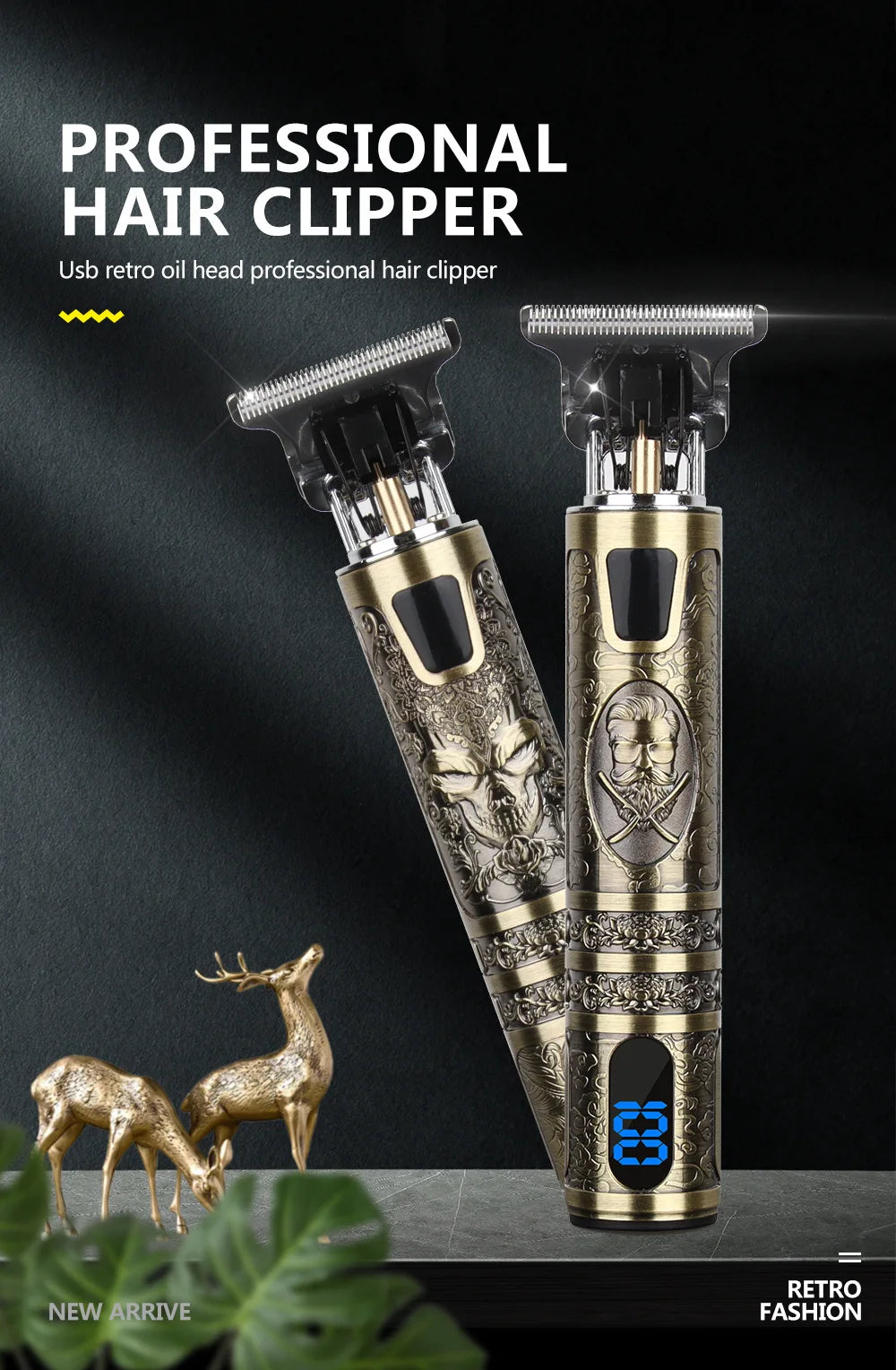 T9 LCD Electric Hair Trimmer Oil Shaving Head Electric Clipper Engraving Electric Clipper Hair Precision Trimmer for Men Care