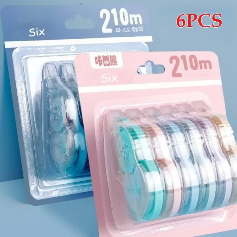 5/6PCS Permanent Adhesive Tape Correction Tape Roller Set Smooth Compact Design with No Drying Time Adhesive Grooves for School