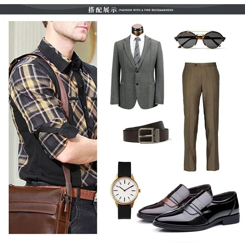Luxury Men's Leather Shoes Retro Carved Lace-up Brogue Oxford Wedding Men Dress Shoes Male Formal Business Gentleman Office Shoes
