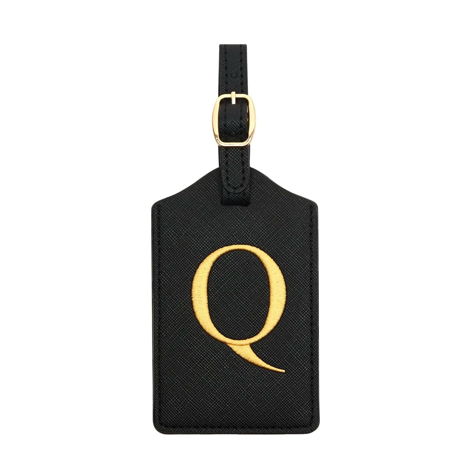 PU Leather Luggage Tag for Travel - Durable Suitcase ID Tag with Privacy Cover & Name Card Slot (A-Z) liu