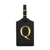 PU Leather Luggage Tag for Travel - Durable Suitcase ID Tag with Privacy Cover & Name Card Slot (A-Z) liu