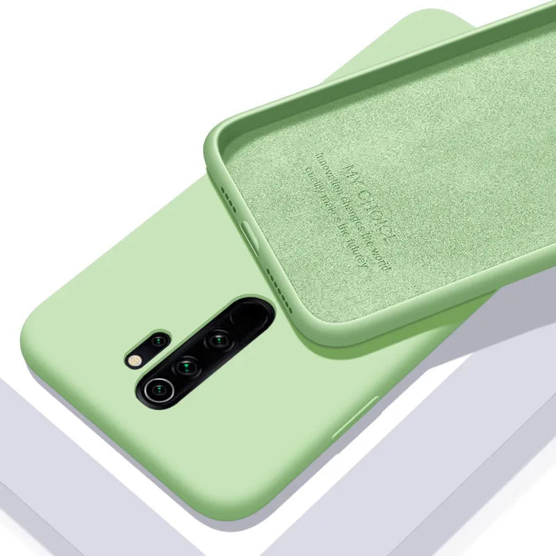 Funda de silicona líquida suave y sólida para XiaoMi RedMi Note 9, 9s Pro, 10, 11, 11S, 10s, 10T, 9T, 8, 8T, 7 Pro, 9A, 9C, 10C, Poco X3, F3