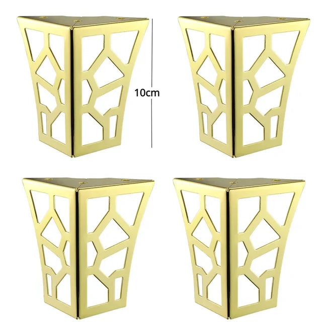 4 pçs 10cm moderno metal clássico móveis pés oco para fora geométrico sofá pernas mesa armário pé suporte móveis ferragem