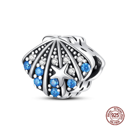 Ocean Series - Original Genuine 925 Sterling Silver Turtle Crab Mermaid Charm Beads Suitable for 3mm Bracelet DIY Making Pendant