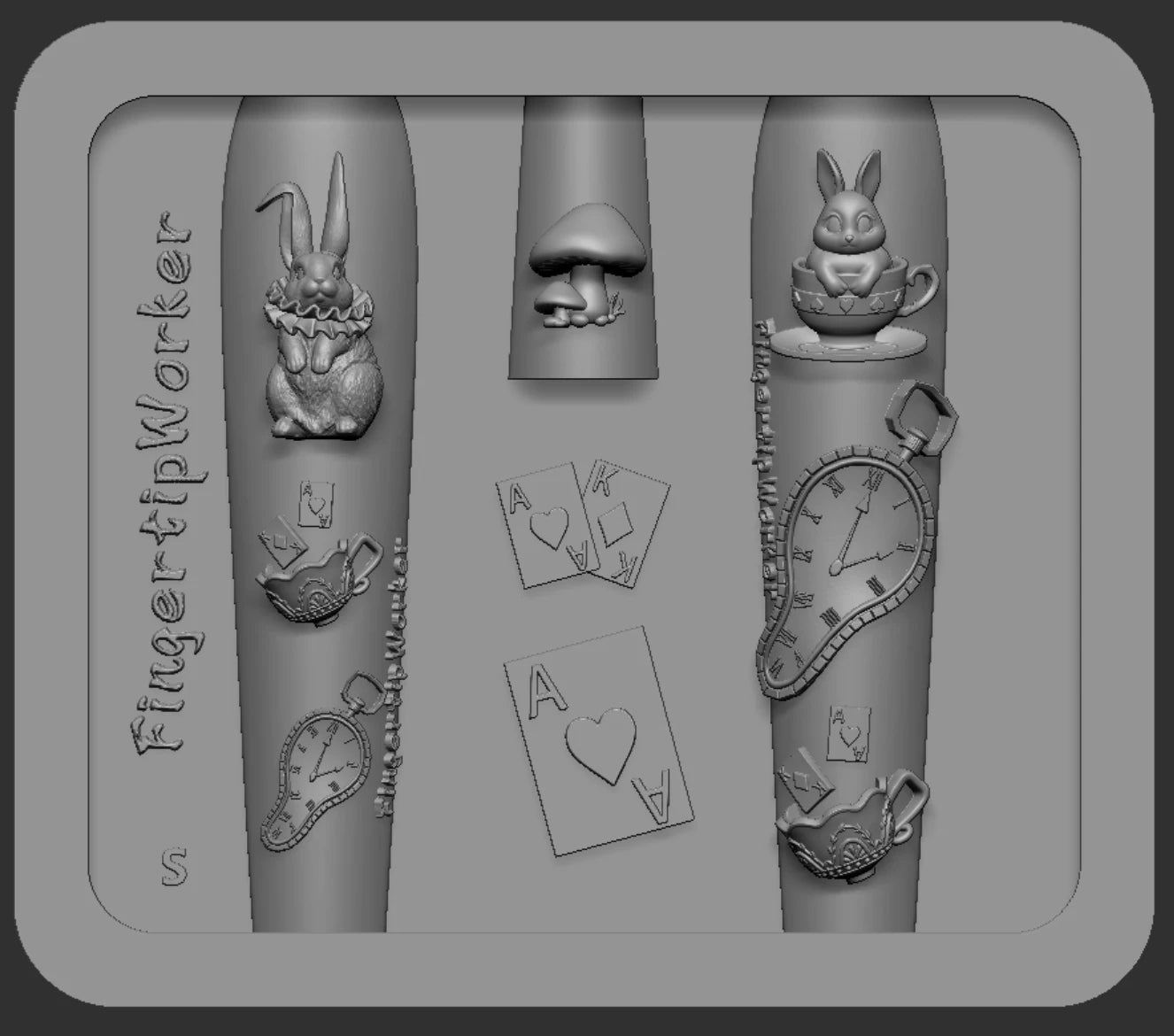 1Pc Chain Ice Flower Fox Spoon Fork Dragon Snake Butterfly 3D Acrylic Mold Nail Art Decorations  DIY Design Silicone Nails Mold