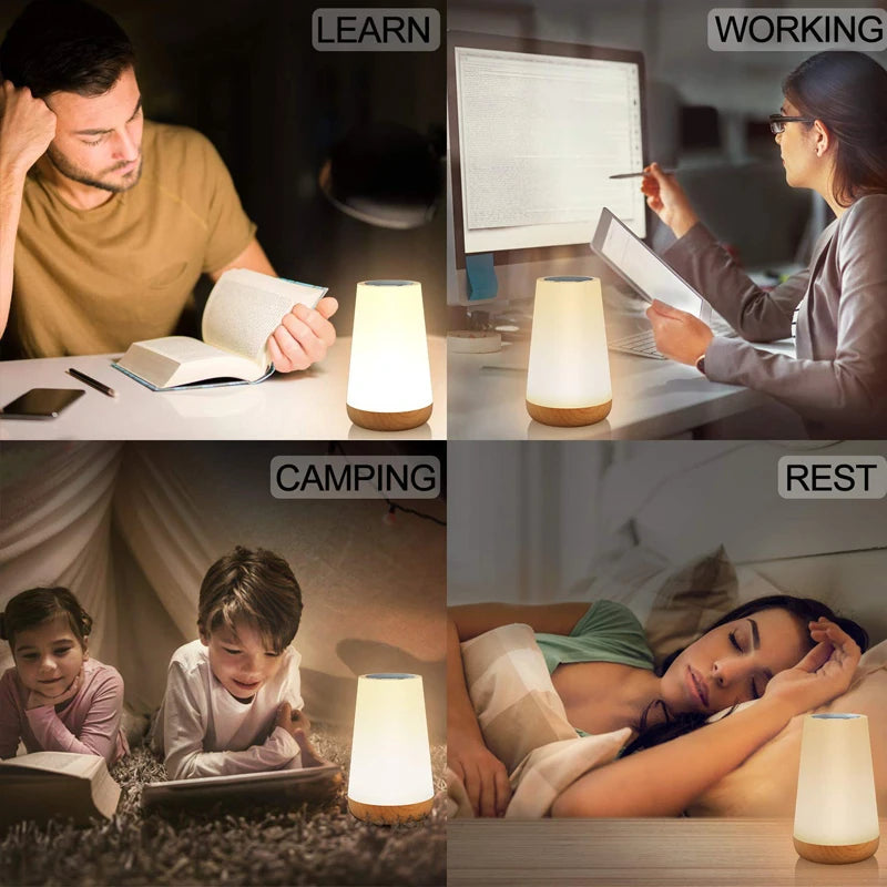 Table Lamp Bedside Lamp For Bedroom 13 Color Changing Touch Night Light RGB Remote Dimmable USB Rechargeable Portable Room Light