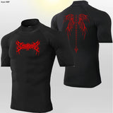 Camisetas deportivas de cuello alto para hombre, de secado rápido, para fitness, running, de manga corta, de compresión, informales, para ciclismo al aire libre, transpirables. 