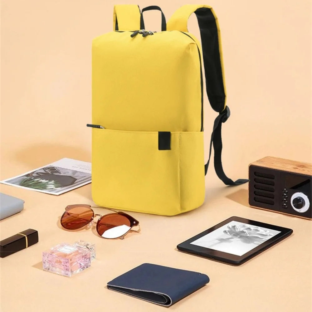 Portable Large Capacity Small Backpack Solid Color Waterproof Travel Bag Multiple Pockets Unisex School Bags Travel