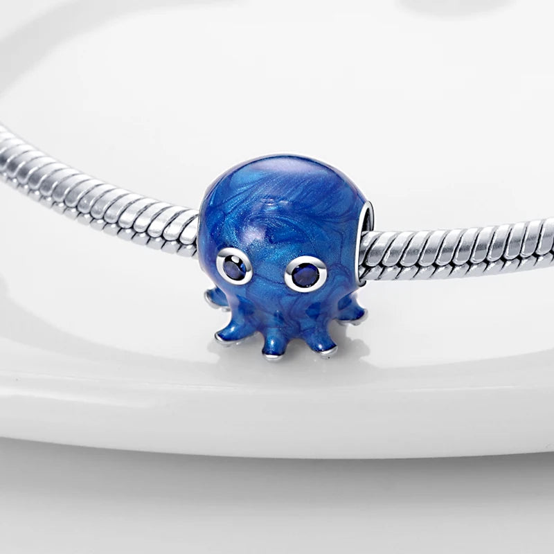 Ocean Series - Original Genuine 925 Sterling Silver Turtle Crab Mermaid Charm Beads Suitable for 3mm Bracelet DIY Making Pendant