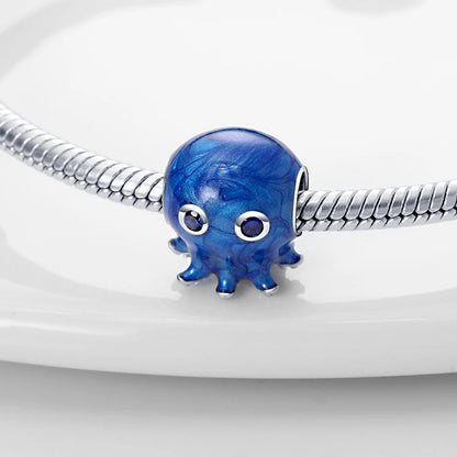 Ocean Series - Original Genuine 925 Sterling Silver Turtle Crab Mermaid Charm Beads Suitable for 3mm Bracelet DIY Making Pendant