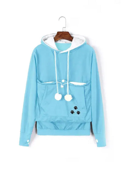 Gato amantes hoodies malote cão animal de estimação hoodies para canguru casual animal de estimação pata pullovers afago bolsa moletom bolso animal orelha com capuz