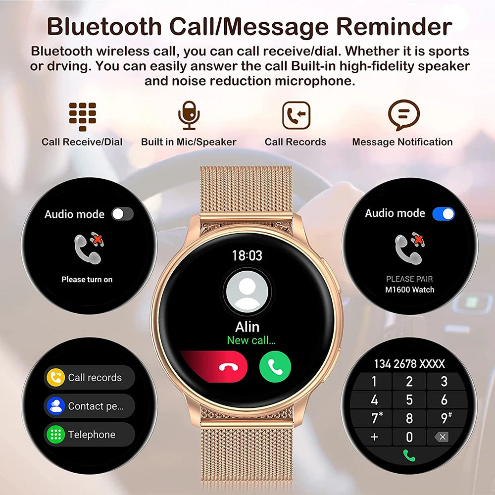 MEVADEN 1.32 inch Female Fashion Smart Watch Bluetooth Call Women Sport Fitness Tracker Health Monitor Smartwatch for Ladies Y22