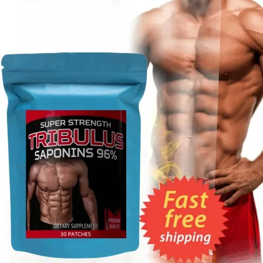 Tribulus Terrestris 5000mcg Extract 96% Saponins - Testosterone Booster Transdermal Patches, 30 Patches