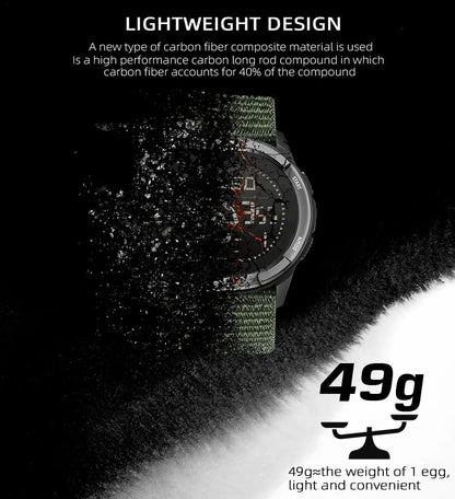 NORTH EDGE ALPS Reloj digital de fibra de carbono para hombre, resistente a golpes, deportivo, militar, superligero, con brújula para exteriores, resistente al agua hasta 50 m.