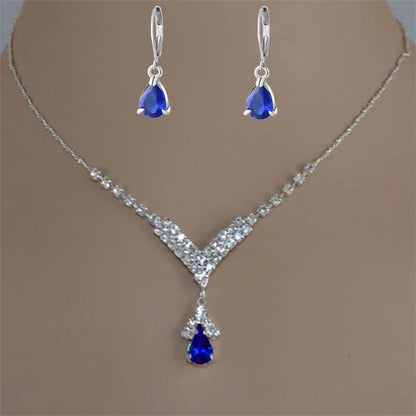 Collar de mujer con incrustaciones de circonita y gotas de agua de colores azul, verde y rojo, accesorios de moda