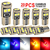 2/4/6/10/20 Pieces CANBUS T10 W5W LED Bulbs for Car Interior Dome Door Map Trunk License Plate Lights 12V 3030SMD White Yellow