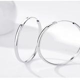 Somila S925 Sterling Silver Big Hoop Earrings For Women Brincos Moda Jewelry Accessories 3.0MM Fashion Cерьги Kольца 30-60MM