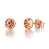 Classic Modern Cubic Zirconia Stud Earrings For Women Simple Rose Gold Color Women's Earing Accessories Fashion Jewelry E270