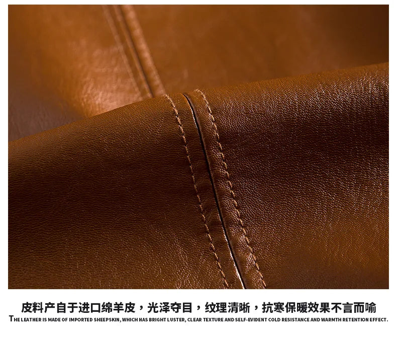 2024 Men's Leather Jackets Lapel Business Leather Jackets Men Pu Blazers Korean Style Slim Fashion Leather Coat Plus Size M-6XL