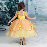 2025 Cosplay Belle Princess Dress Girls Dresses For Beauty and beast Party Clothing Magic stick crown Costume 3-12Y
