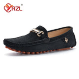 YRZL Men's Loafers Big Size 48 Soft Driving Moccasins High Quality Flats Genuine Leather Slip-on Suede Loafers for Men