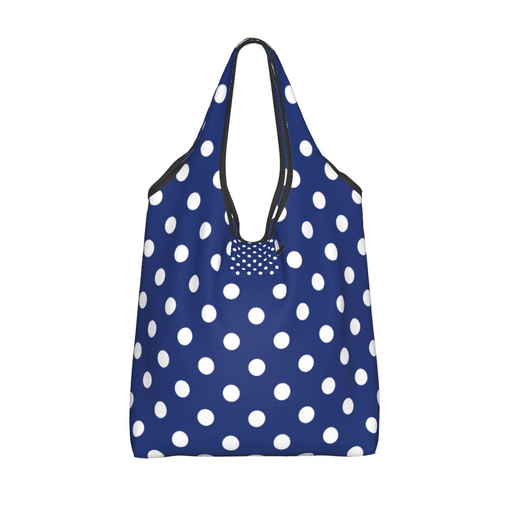 Custom Recycling Classic Black And White Polka Dot Shopping Bag Women Tote Bag Portable Grocery Shopper Bags