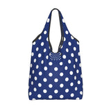 Custom Recycling Classic Black And White Polka Dot Shopping Bag Women Tote Bag Portable Grocery Shopper Bags