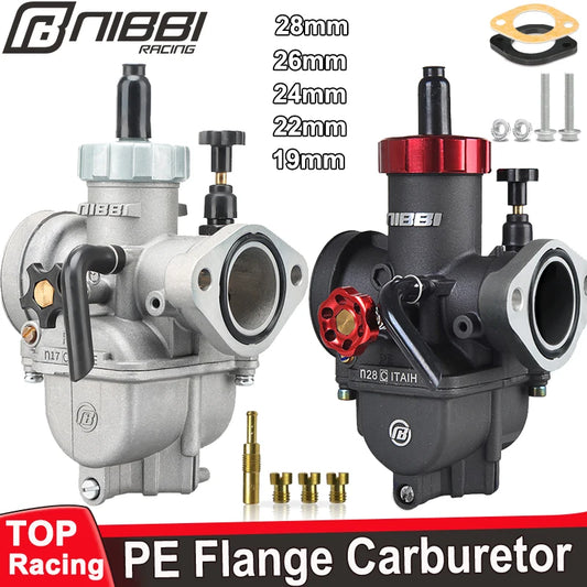 Carburador de brida NIBBI PE19mm/PE22mm/PE24mm/PE26mm/PE28mm para motocicletas 2T, 4T, motor GY6, 100cc-250cc, ATV, Yamaha, carreras, Pitbike