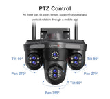 LS VISION 10X Optical Zoom 4-Screens WiFi IP Camera  35MP Outdoor Wifi Security PTZ Cam Auto Tracking Home Surveillance Cameras