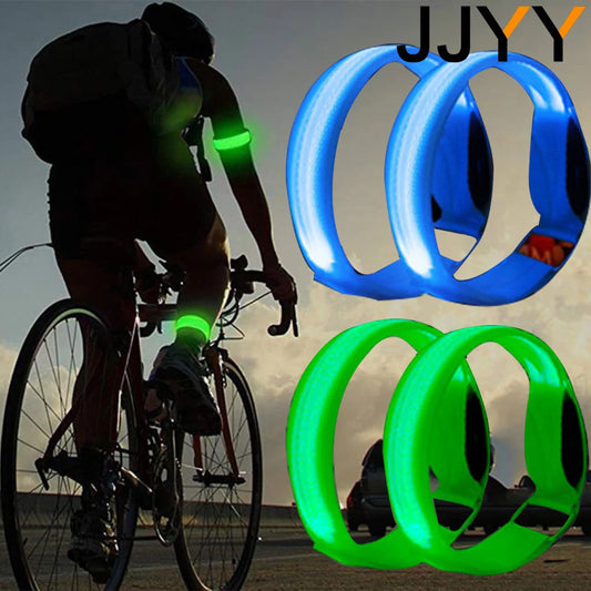 JJYY 1 brazalete deportivo para exteriores, para correr de noche, con luz LED, recargable vía USB, para seguridad, para brazo y pierna, pulsera de advertencia para ciclismo y bicicleta
