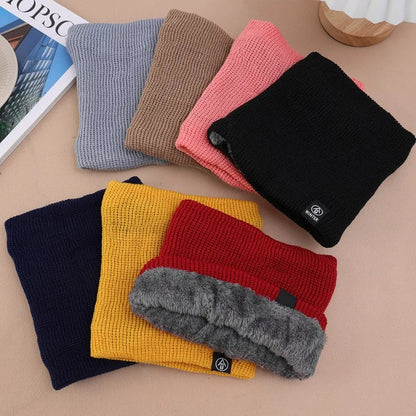 Solid Plush Warm Winter Ring Scarf Women Men Knitted Full Face Mask Snood Neck Scarves Thicken Cashmere Scarfs Allmatch Muffler