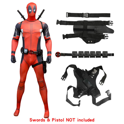 MARVEL Deadpool Cosplay Costumes Kids Adult Superhero Bodysuit Jumpsuit with Mask Rich Accessories Party Clothes Outfits