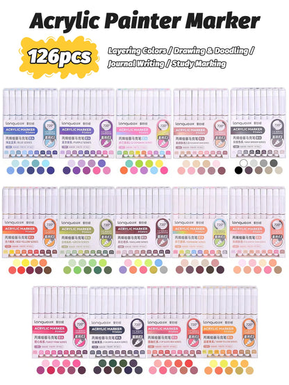 9pcs/Box MIX Color Acrylic Markers Set Kids Gift Art Rock Painting Pens Graffiti For Stone Glass Book Shoes DIY Craft Supplies