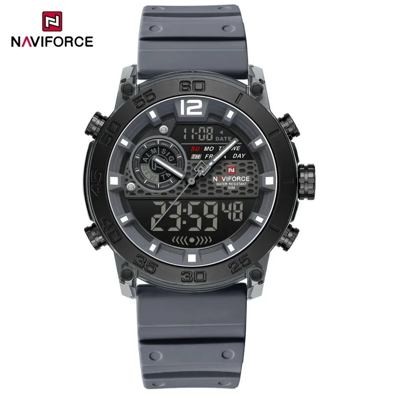NAVIFORCE NF6104  Men's Lightweight Sports Wrist Watch Dual Display Time Night Light Watches Boy's Quartz  Stopwatch