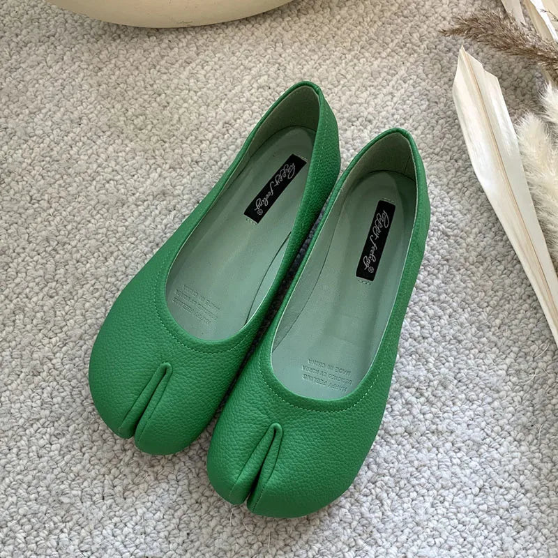 Women Flats Tabi Ninja Shoes Woman Ladies Microfiber Leather Comfy  Flats Split Toe Slippers Soft Bottom Loafers Solid Brief La