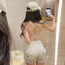 TRY TO BN - Pantalones cortos deportivos para mujer, con bolsillos, cintura alta, sexys, para gimnasio, entrenamiento, push up, pantalones cortos de ciclista, mallas de ciclismo para fitness