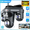 LS VISION 15MP Three Screen WiFi Camera Outdoor Three 360°Rotation PTZ IP Camera Human Auto Tracking Video Surveillance Cam CCTV