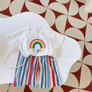 Baby Girls Tops Sets Kids Short-Sleeved Top Striped Trousers 2 Pieces Summer Rainbow Suit New Children's Fashion Casual Outfit