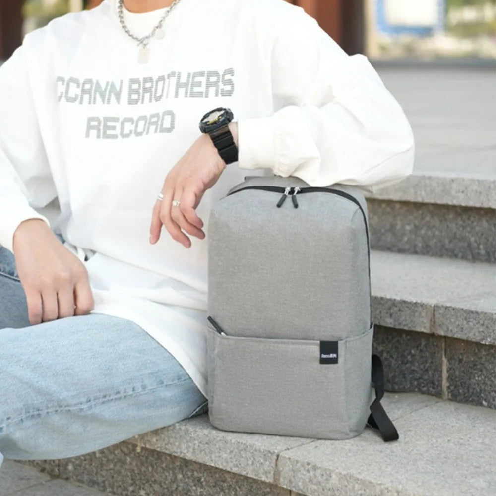 Portable Large Capacity Small Backpack Solid Color Waterproof Travel Bag Multiple Pockets Unisex School Bags Travel