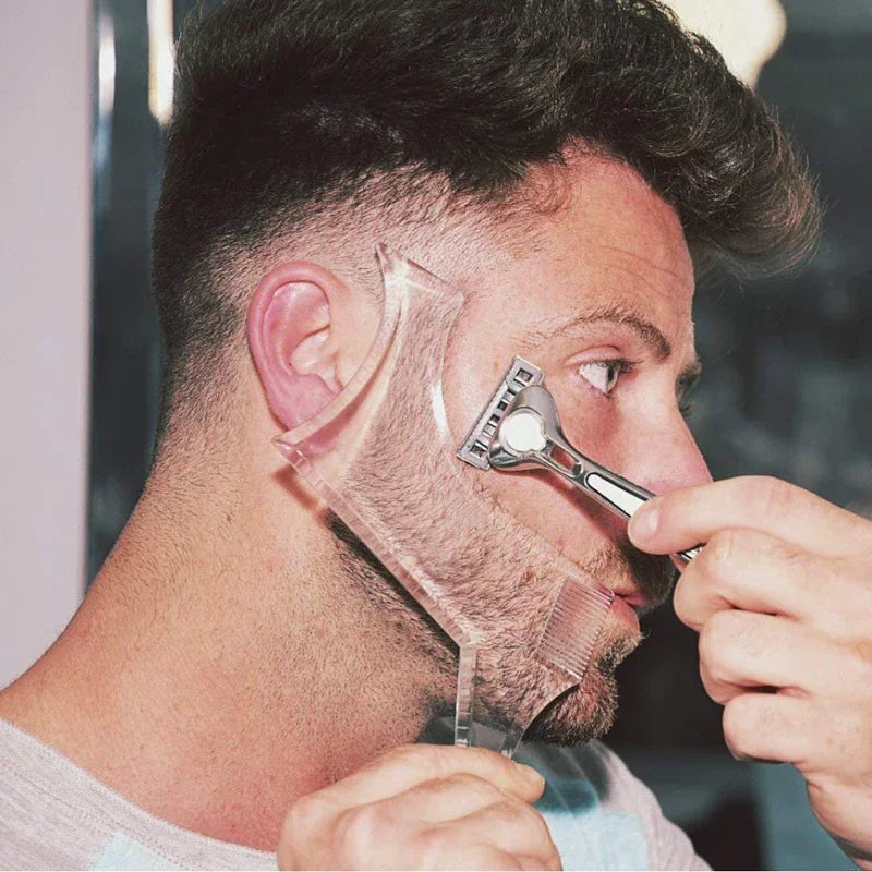 Men Beard Styling Template Stencil Beard Comb Fits All-In-One Beard Shaping Tool Barber Supplies Professional Beard Accessories