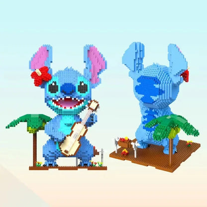 Anime Stitch Building Blocks Angel Scrump Guitar Holding Book Stitch Model Assembled Toys Children's DIY Mini Brick Figure