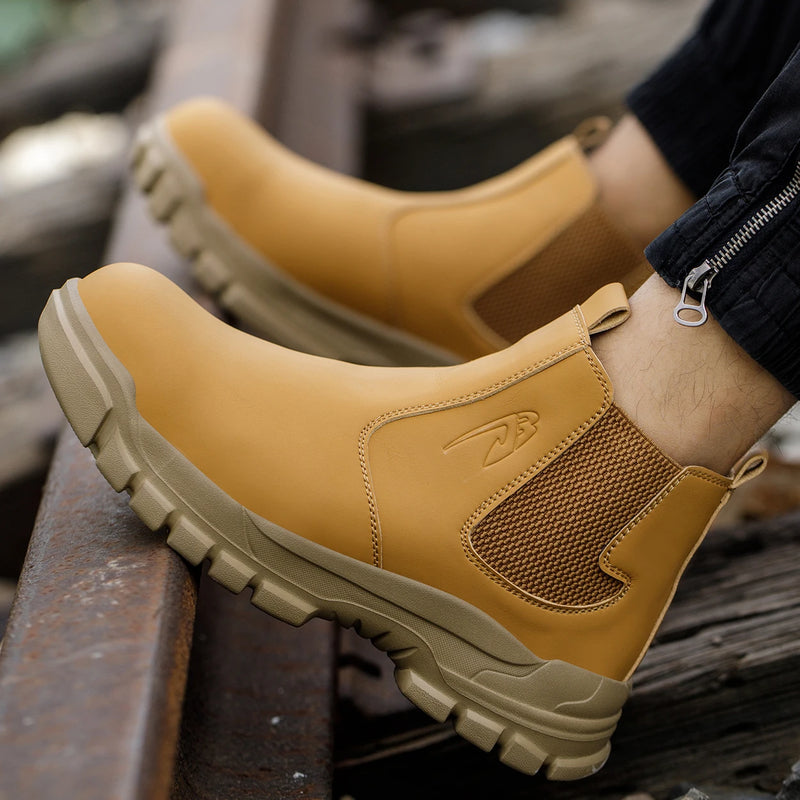 Waterproof Men's Safety Work Boots Steel Toe Shoes Anti Impact And Anti-Puncture Outdoor Adventure Hiking Tactical Boots