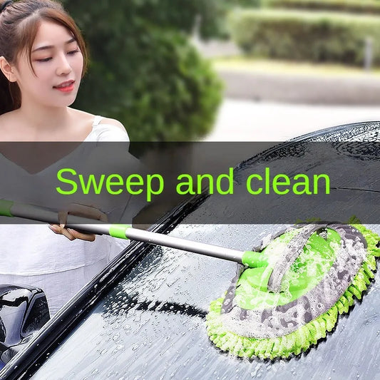Cepillo de limpieza para autos LEIBOO, cepillo súper absorbente para lavado de autos, mango largo telescópico ajustable, trapeador limpio, accesorios para autos
