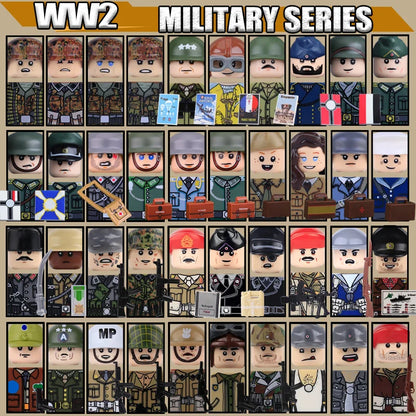 WW2 Military Soldier Figures Building Blocks Soviet British Army German Camouflage Warrior Infantry Accessories Bricks Toys Gift