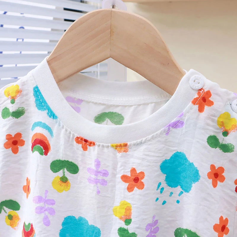 1-10 Years Soft Kids 2-Piece Set Breathable Short Sleeve Shorts for Playtime Toddler Outfit Clothes for Playground and School